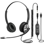 Stereo 3.5mm/USB Headset with Noise Cancelling Mic, PC Laptop Headphones USB with Microphone/3.5mm Jack for Dragon Dictation Avaya Jabber Softphone,Teams Zoom Skype Webinar Conference Call,