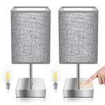 Touch Control Table Lamp Set of 2, 3-Way Dimmable Bedside Lamps Nightstand Lamps with Flaxen Fabric Shade for Bedroom Living Room,LED Bulb Included