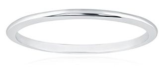 MAX + STONE Solid 14k Gold Wedding Band Ring for Women in White Gold 1mm Thin Stacking Band in Size 4.5