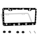 NgkagluxCap Dog Paws License Plate Frame Pet Paws License Plate Frame Car Decorative Parts Rustproof License Plate Cover Tag Standard US Canada License Plate Holder 12x6 Inch,1 PC, Black Dog Paws