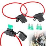 Inline Fuse Holder Standard 2 PCS, 12 Awg Atc Blade Fuse Holder, In-Line with a Cap,Plug Socket with 2PCS 30a Small Blade Fuse,Waterproof Fuse Holder Copper Wire for Car/Truck/Motorcycle/Boat