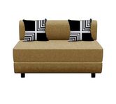 Dr Smith Sofa Cum Bed Leg Sofa-Bed | 4' X 6' Feet, Two Seater | Jute Fabric Washable Cover with Cushion - Golden Color