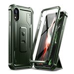 Dexnor Case for iPhone XR 360 Full Body Heavy Duty Rugged Shockproof Military Drop Tested Protective Cover Built in Screen Protector and Kickstand for iPhone XR-Green