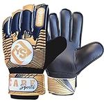 YSCARE Kids Goalkeeper Gloves Football Gloves For Boys kid’s children adult Soccer Goalie Sports Practice Gloves Protection Super Grip Palms (Gold, 6)