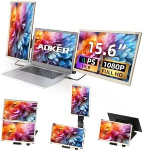 AOKER Triple Monitor Laptop Screen Extender - 15.6 Inch Portable IPS FHD 1080P Display 360° Rotation Extended Screen for 13"-17.4" Laptops Compatible with Mac/Wins/Android/Linux/Chrome Work