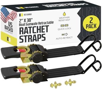 DC Cargo Mall 2 Boat Gunwale Tie Down Straps - 2 Inch x 38 Inch Retractable Trailer Straps for Boat - 2500 lbs Break Strength