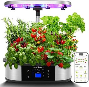 JustSmart WiFi 12 Pods Hydroponics Growing System with APP Controlled Indoor Garden Up to 30" with 48W 120 LED Grow Light, Silent Pump System, Automatic Timer for Home Kitchen Gardening, GS1 Max