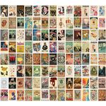 Craft Qila Pack of 108 Vintage Wall Collage Kit Posters - 4 x 6 Inches Wall Decor Poster - Wall Art For Bedroom, Living room, Office,Cardstock