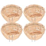 EVTSCAN 4 Pcs Hanging Round Handmade Bamboo Bird Nests for Cages, with Hook, for Breeding Finches, Canaries, Parrots, Garden Aviaries, Birdkeeping