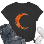 STARMAP Halloween Moon T-Shirt Pumpkin Graphic Short Sleeves Halloween Cute Casual Tees