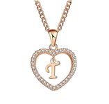 Maverick Niche Gorgeous Alphabet In Diamond Heart Pendant & Chain; Stylish Necklace Gift For Girls Women On Birthday Anniversary Valentine Occasions (Alphabet T)