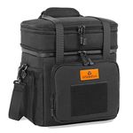 HSHRISH Double Deck Large Tactical Lunch Bag for Adults, Leakproof Insulated Lunch Bag with Shoulder Strap, Lunch Cooler Box for Men Work Outdoor Picnic Trips,Black