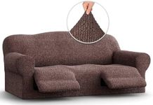 PAULATO BY GA.I.CO. Recliner Sofa Cover - Reclining Couch Slipcover - Soft Polyester Fabric Slipcover - 1-Piece Form Fit Stretch Furniture Protector - Mille Righe Collection - Brown (Couch Cover)