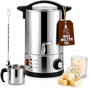 GKFF Wax Melter for Candle Making,15 L(25 lbs) Extra Large Electric Melting Pot for Soap,Lotion & Body Butter Making,with Temperature Control and Quick Pour Spout,Ideal for Home Candle & Craft Makers