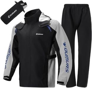 Oumurs Unisex Adult Motorcycle Rain Suit, Waterproof, Reflective, Lightweight, XX-Large, Black, Solid, Modern, Adult, Outdoor Rain Suits