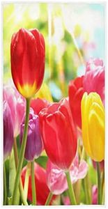 Pfrewn Nature Colorful Tulips in Sunshine Hand Towels 16x30 in Welcome Spring Summer Floral Bathroom Towel Small Bath Towel Kitchen Dish Guest Towel Home Bathroom Decor