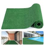 1.5mx5m Army Green Artificial Grass Turf, 10mm High Density Synthetic Fake Faux Grass Rug Mat with Natural Looking, for Pet Porch Indoor Outdoor Greenery Garden Playground-Get Your Dream Lawn Now