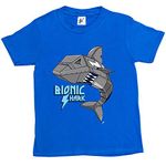 Fancy A Snuggle Bionic Robot Mechanical Razor Sharp Tooth White Shark Kids Boys/Girls T-Shirt Royal Blue 3-4 Year Old