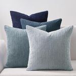 Topfinel Cushions 45cm x 45cm Blue Living Room Accessories Fluffy Cushion Covers 18x18 Set of 4 for Sofa Livingroom Bed Throw Scatter Cushions Soft Corduroy Pillow Cover for Bedroom