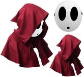 nezababy Halloween Shy Guy Mask,Shy Boy Girl Masks,Shy Gal Mask with Knight Cloak for Shy Guy Costume Prop Cosplay Adult (Boy Mask+Red Cloak)