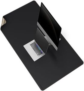 MAIDERN 59”x 27.5” Leather Desk Mat XL, Large Desk Pad, Reversible Cork & Leather Large Mouse pad for Desk, Waterproof Computer Desk Mat for Gaming Home Office (Black) …