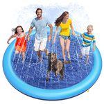 Peteast Anti-Slip Splash Pad for Kids and Dogs - 86in 0.58 mm Thicken Sprinkler Dog Pool for Summer Outdoor Water Toys - Fun Backyard Play Mat for Pets