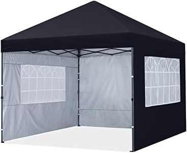 MASTERCANOPY Pop Up Gazebo Tent 3x3 with Church Window Sidewalls, Black