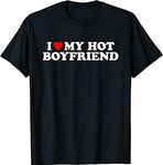 I Love My Hot Boyfriend Shirt I Heart My Hot Boyfriend T-Shirt (Black,M)