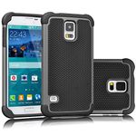 Galaxy S5 Case, Tekcoo(TM) [Tmajor Series] [Gray/Black] Shock Absorbing Hybrid Rubber Plastic Impact Defender Rugged Slim Hard Case Cover Shell for Samsung Galaxy S5 S V I9600 GS5 All Carriers