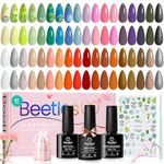 Beetles Gel Nail Polish Kit 39Pcs 36 Colors with 3pcs Base/Top Coat,White Green Pink Red Blue Purple Brown Gray Nail Art Gifts for Women UV Led Nail Lamp Gel Nail Kit