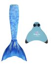 Planet Mermaid Girls Kids 2 Piece Vivid Colour Starter Swimming Mermaid Tail & Wear-Resistant Blue Magic Fin Monofin Included. Frozen Aqua. Age 8-9