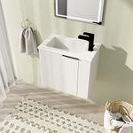 22" Bathroom Vanity with Sink, 22 Inch Floating Bathroom Vanity for Small Space, Modern Bathroom Vanity, White Wall Mounted Cabinet Set（002）