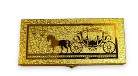 Premium Decorative Designer Mdf Golden Gifting Cash Box, Shagun Box, Jewellery Box, Money Box, Gaddi Box (20X8.5X4Cm) (Embossed Horse), Pack of 1 count