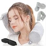 Hxcxrst travel pillow-Twist memory Foam Neck Pillow Support Pillow, used for neck, chin, waist and leg support-suitable for home travel, airplanes, buses, trains，Adjustable, Bendable Roll Pillow