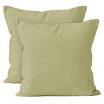 Encasa Cotton Throw Pillow Covers Set of 2 I 20x20 in (50x50 cm) - Sage Green I No Insert I Plain Square Pillowcases I Machine Washable | Indoor Use Only