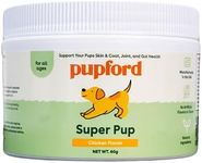 Pupford Super Pup Supplement, Support Your Pup's Skin & Coat, Joint and Gut Health, No Artificial Flavors or Colors, Chicken Flavor, New Wt 60g