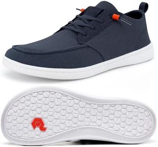 Men's Barefoot Wide Toe Box Shoes - Minimalist Barefoot Shoes with Zero Drop Sole Extra Wide Slip on Walking Shoes for Men, Wt02 | Navy, 14 Wide