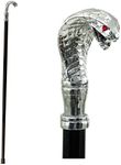 Cavagnini Walking Stick, Beech Wood, Metal Handle, Custom Engraving, 38 inches, Black