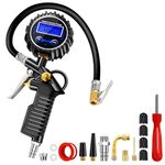 Anykuu 3-in-1 Digital Tire Pressure Gauge 220PSI, Multi-Function Tire Inflator Gauge with LCD Display & 4 High-Precision Measuring Units & 15 Accessories for Cars Motorcycles Bicycles SUV Trucks