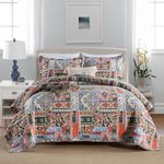 VISIMISI Cotton Bedspread Quilt Sets Reversible Coverlet Sets Comforters Vintage Bohemian Patchwork Bedspread Bedding Sets,Gorgeous Bohemian Floral,Queen Size