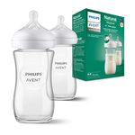 Philips Avent Natural Response Glass Baby Bottle - 2X 240ml Baby Milk Bottle, BPA Free for Newbown Babies 1 Month+ (Model SCY933/02)