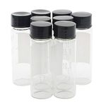 Kesell 15ml Clear Glass Vials, Liquid Sampling Sample Glass Bottles with Write-on Spot and Graduations, Small Sample Vials with Screw Cap, Small Glass Bottle Container, Pack of 8