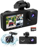 Dash Cam Front and Rear Inside, 4K Full HD Triple Dash Camera for Cars, Car Camera with 32GB Card,Built-in Loop Recording,G-Sensor,24H Parking Monitor,WDR,Accident Lock