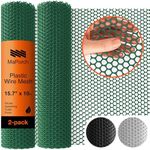 MAPORCH Plastic Wire Mesh Fence 15.7IN x 10FT Roll, 2-Pack Green - Ideal for Poultry, Dogs, Rabbit, Snake Barrier & Gardening - Durable Plastic Chicken Wire Mesh - Versatile Plastic Fencing