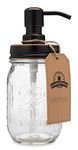 Jarmazing Products Classic Farmhouse Mason Jar Soap Dispenser - Oil-Rubbed Bronze - with 16 Ounce Ball Mason Jar