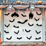 Heyzeibo 24pcs Magnetic Bats Halloween Garage Door Decorations Outdoor - Halloween Garage Door Magnets Bat Decorations with Glowing Eye Stickers for Fridge Refrigerator Garage Door Car Decor