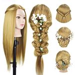 MMZ Mannequin Head, 28 Inches Long Hair For Hairdresser Manikin Hairdressing Dummy Doll Heads Synthetic Hair Styling Mannequins Training with Free Table Clamp