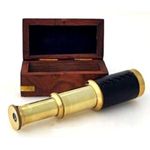 6" Handheld Brass Telescope with Wooden Box - Pirate Navigation