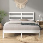 Zinus Kai White King Single Bed Frame Bamboo Wood and Metal Bed Base