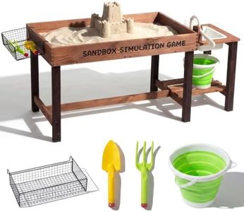 Wooden Sand Table for Kids Ages 3-8, Kids Naturally Playful Sand and Water Activity Sensory Table, Toddler Summer Outdoor Toys for Boys Girls